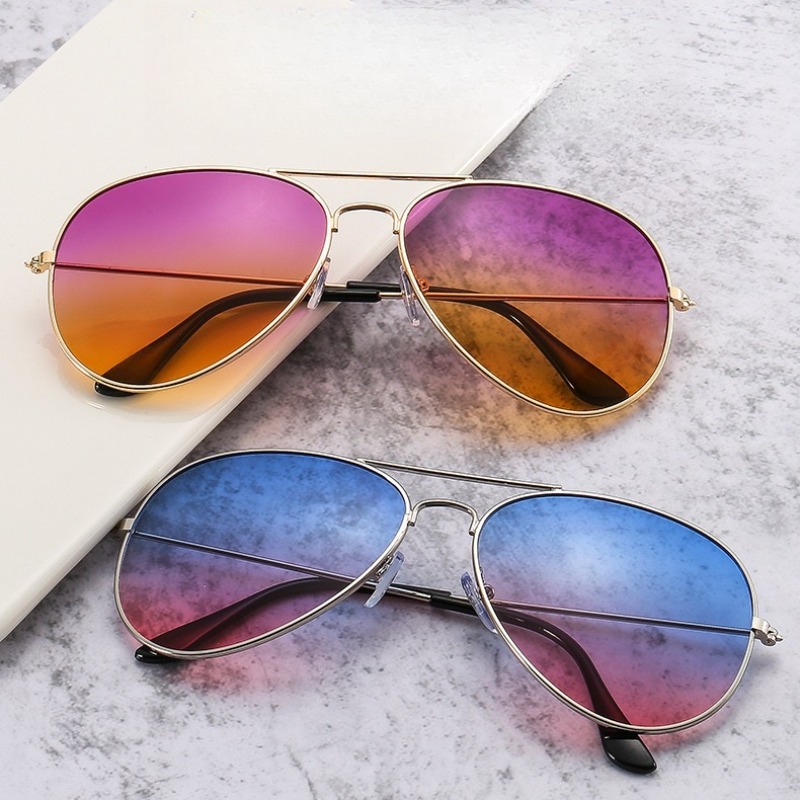 Sunglasses Aviator Polarized - 女性男性アビエーション合金フレームポリットオーシャングラデーションレンズサングラスダブルブリッジアビエーションサングラス女性男性アイウェア