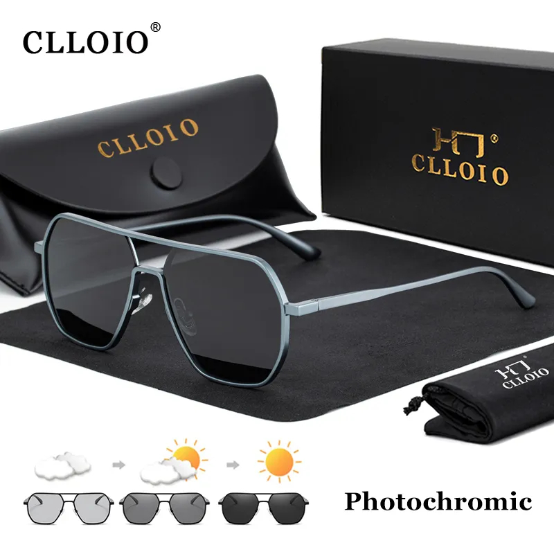 Sunglasses Aviator Polarized - CLLOIO 新ファッションアルミフォトクロミックサングラス男性女性偏光サングラスカメレオンアンチグレア駆動 Oculos デゾル