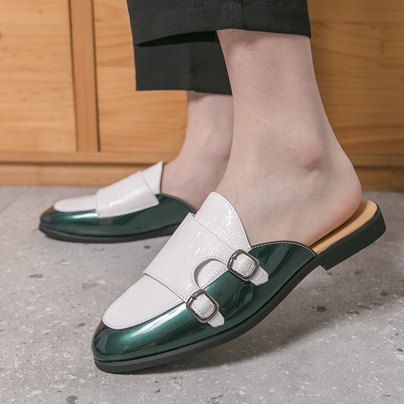 Flip Flop Leather Men - 男ハーフスリッパシューズ男性用靴高級ローファーファッション Zapatillas Hombre カジュアルシューズ Sapato Social
