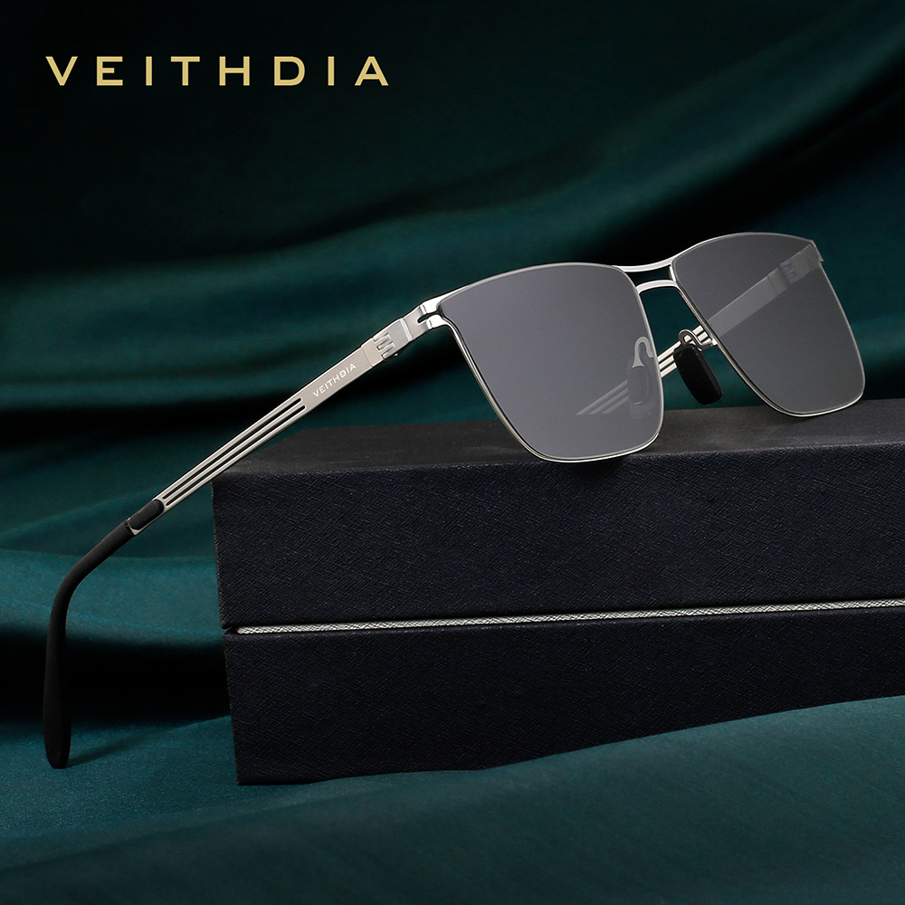 Sunglasses Aviator Polarized - VEITHDIA メンズ偏光サングラス ステンレススチールフレーム ナイロン UV400 耐性レンズ
