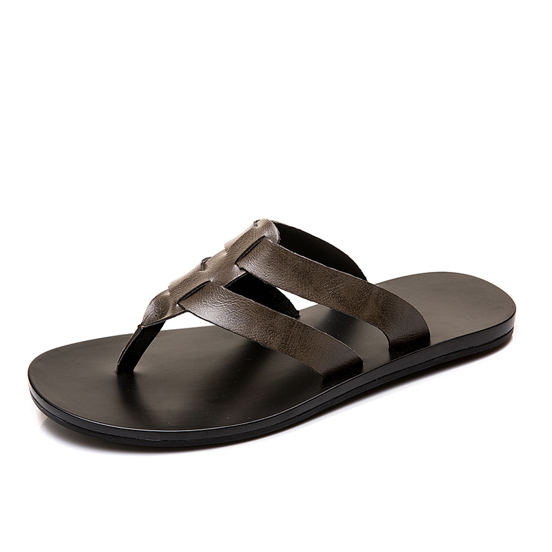 メンズレザービーチサンダル、夏用カジュアルトングサンダル、滑 - Flip Flop Leather Men のレビューと価格