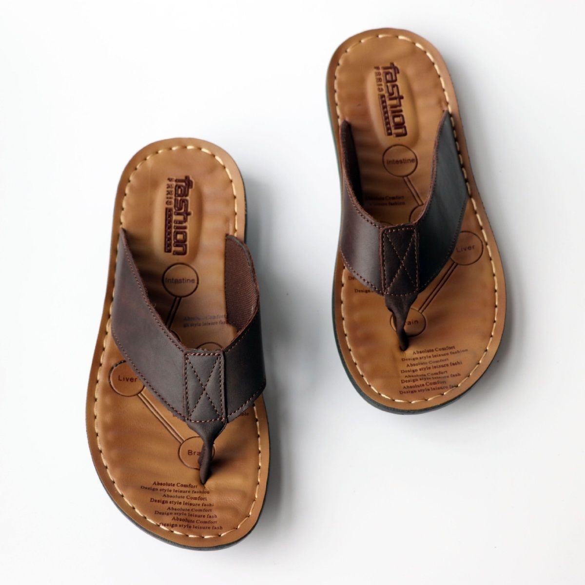 夏の靴男性スリッパ本革メンズフリップフロップフラットメンズサ - Flip Flop Leather Men のレビューと価格