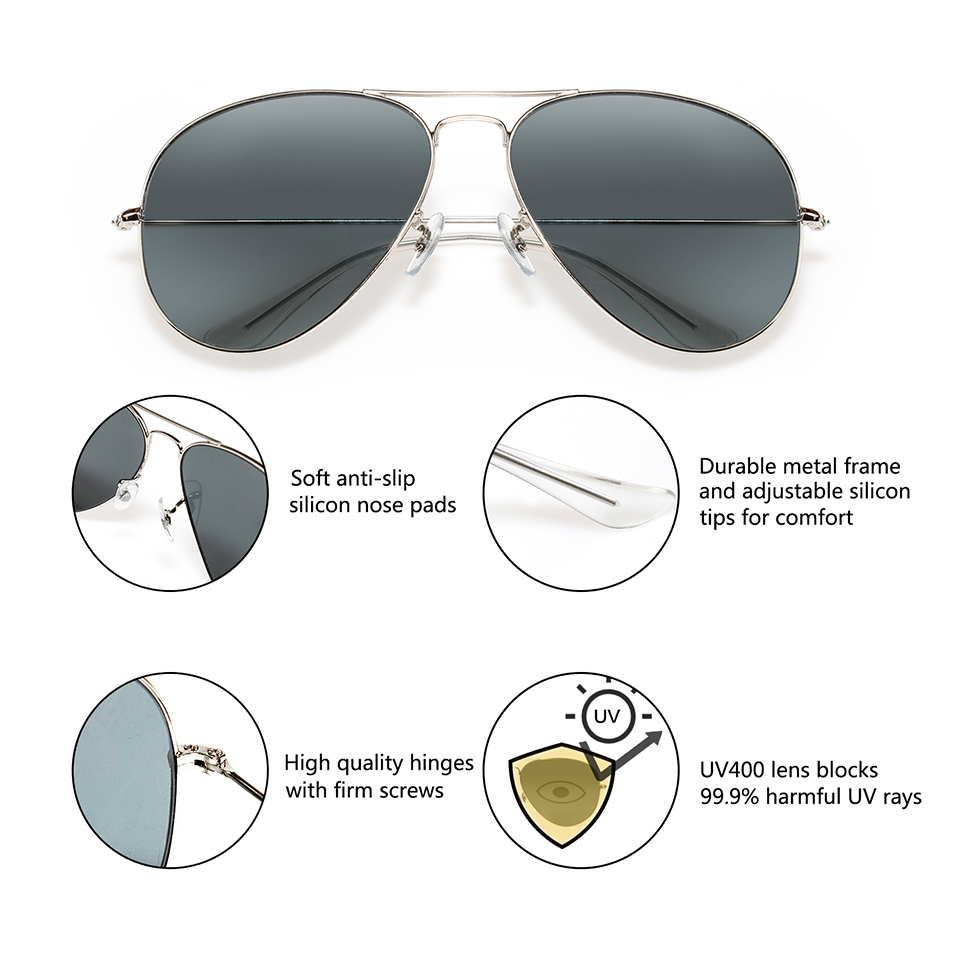 ESNBIE RT 3025 パイロットミラーサングラス女性 - Sunglasses Aviator Polarized のレビューと価格