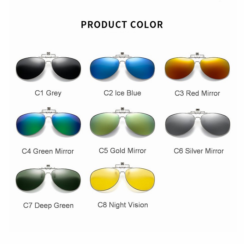 偏光レンズを使用したサングラス。クリップで簡単に装着可能。夜 - Sunglasses Aviator Polarized のレビューと価格