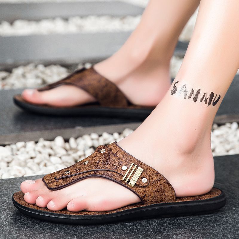 2026年新作 メンズ フリップフロップ 本革製 滑り止めソ - Flip Flop Leather Men のレビューと価格